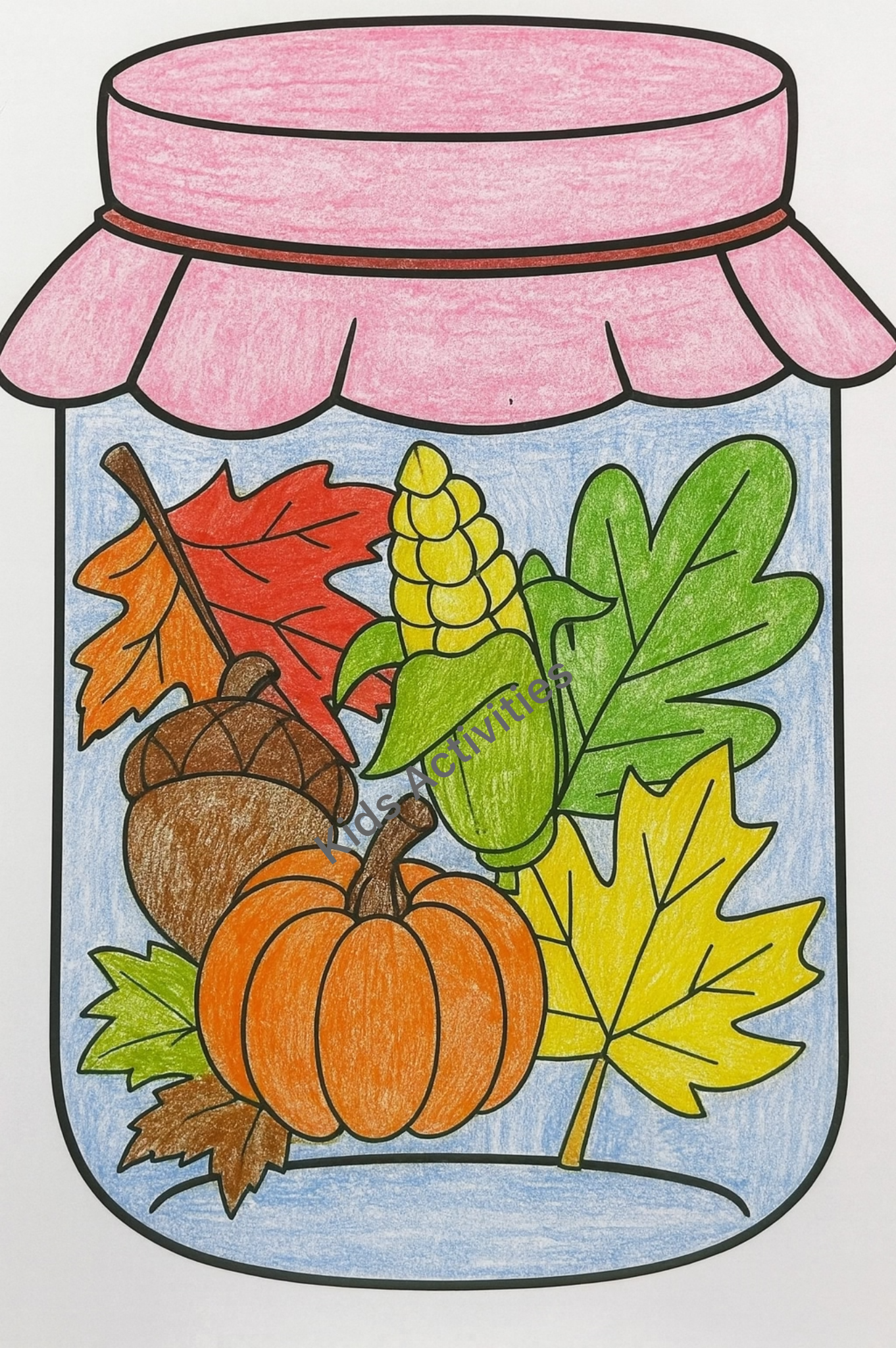 Fall Memories In Glass Jar Coloring Pages